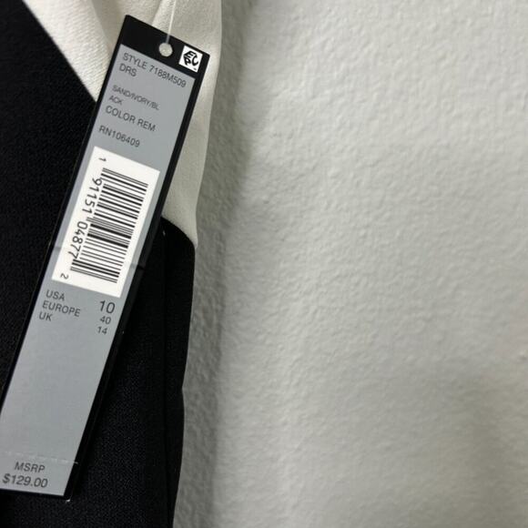 Tahari Dress Arthur S Levine Colorblock Size 10 Beige Multi Sleeveless - Picture 5 of 8